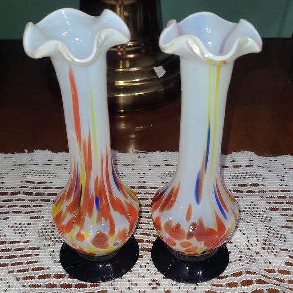 Other - Colorful Japanese Milk Glass Bud Vases